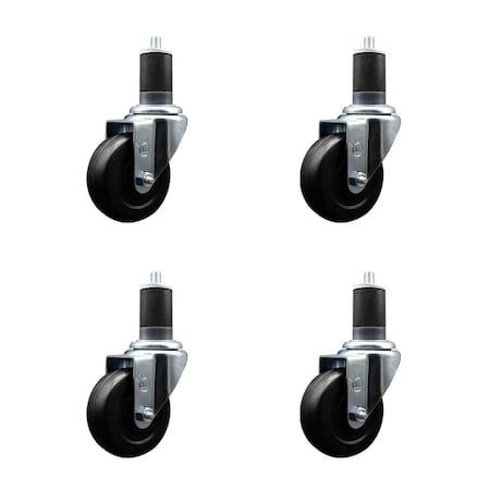 Service Caster 3.5'' Hard Rubber Wheel Swivel 1-5/8'' Expanding Stem Caster, 4PK SCC-EX20S3514-HRS-158-4
